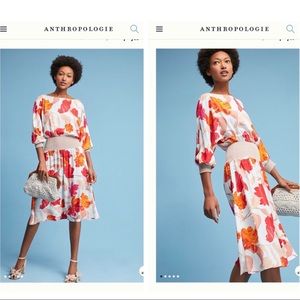 Anthropologie Maeve White and Orange Floral Dress